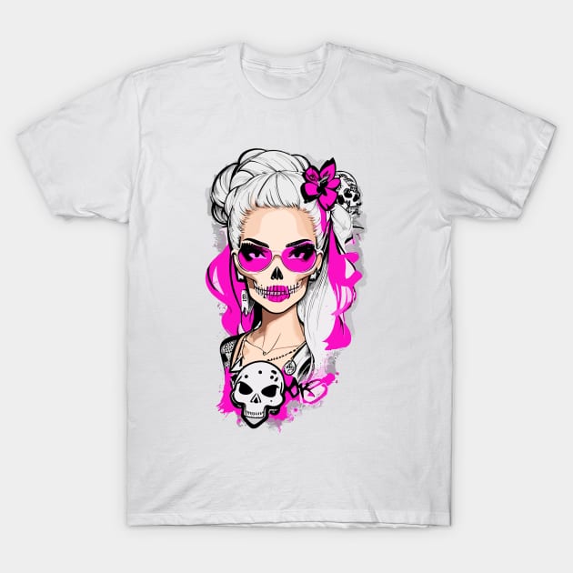 Skull Barbie Pink Glasses T-Shirt by SkullTroops